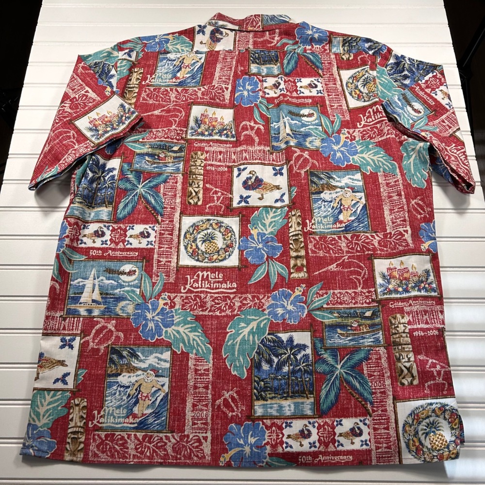NWOT Reyn Spooner Mele Kalikimaka XMas Shirt Men's L Red 2006 50th Anniversary - Picture 14 of 15